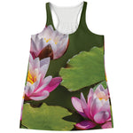Pink Water Lilies Print Women's Racerback Tank Top