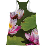 Pink Water Lilies Print Women's Racerback Tank Top