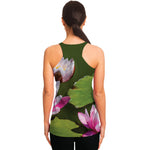 Pink Water Lilies Print Women's Racerback Tank Top