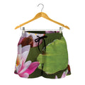 Pink Water Lilies Print Women's Shorts
