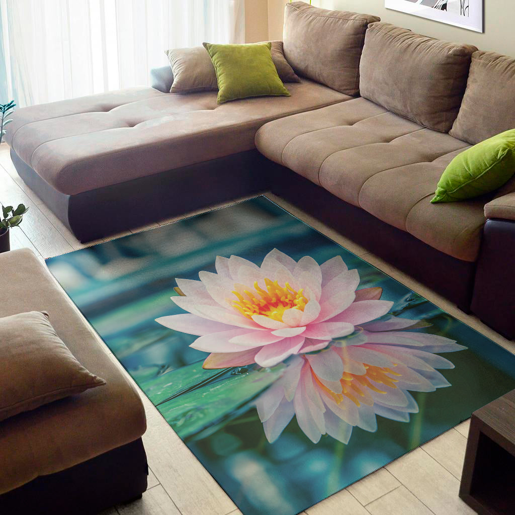 Pink Water Lily Print Area Rug