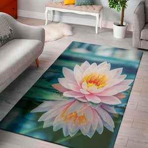 Pink Water Lily Print Area Rug