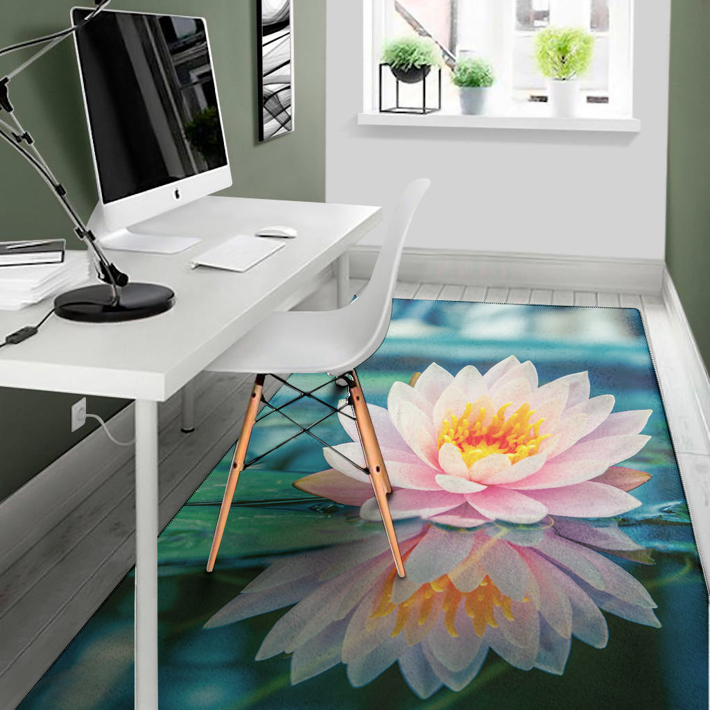 Pink Water Lily Print Area Rug