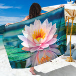 Pink Water Lily Print Beach Sarong Wrap