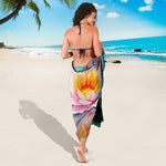 Pink Water Lily Print Beach Sarong Wrap