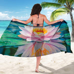 Pink Water Lily Print Beach Sarong Wrap