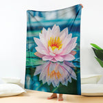 Pink Water Lily Print Blanket