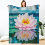 Pink Water Lily Print Blanket