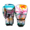 Pink Water Lily Print Boxing Gloves