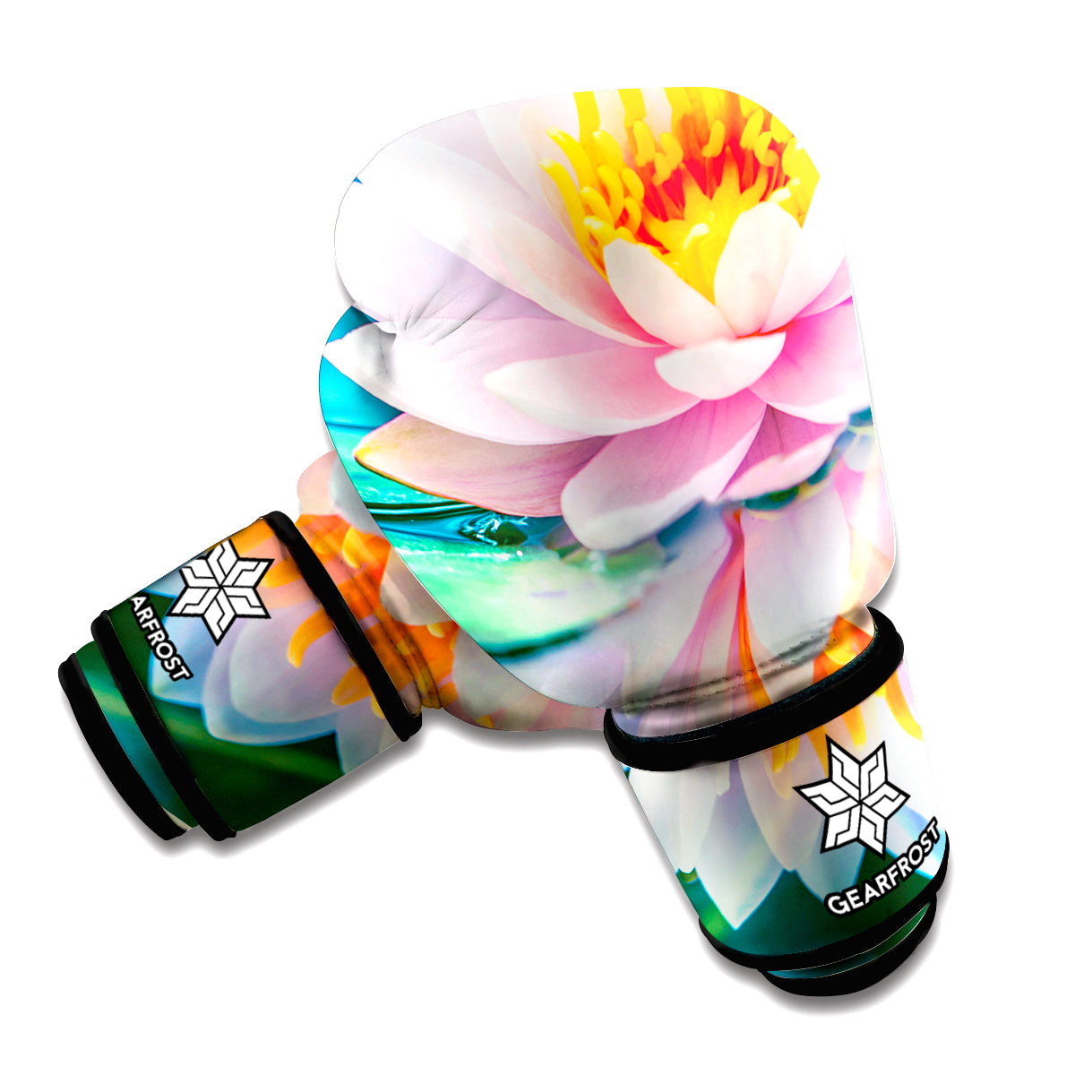 Pink Water Lily Print Boxing Gloves