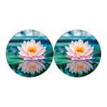 Pink Water Lily Print Car Coasters