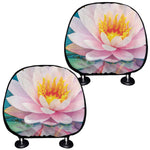 Pink Water Lily Print Car Headrest Covers