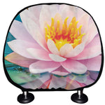 Pink Water Lily Print Car Headrest Covers
