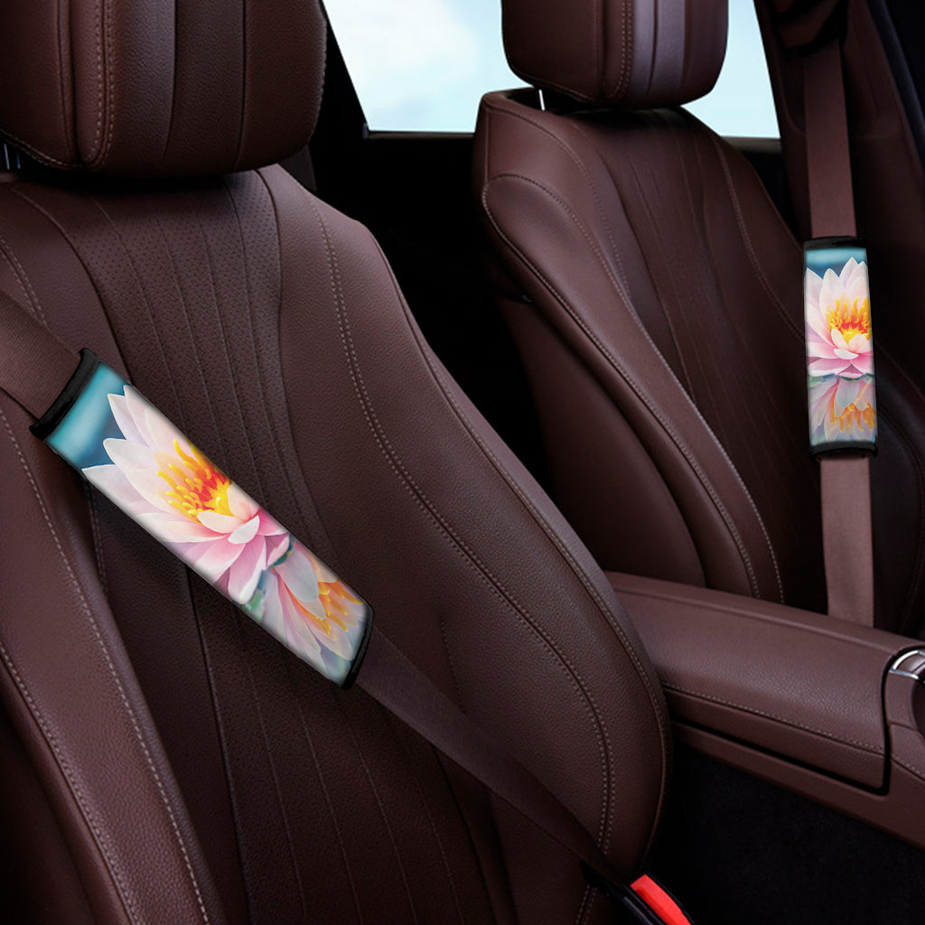 Pink Water Lily Print Car Seat Belt Covers