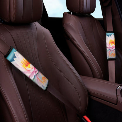 Pink Water Lily Print Car Seat Belt Covers