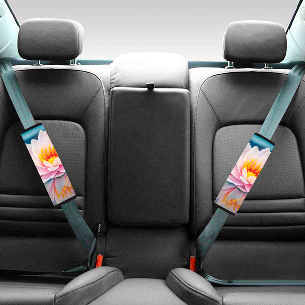 Pink Water Lily Print Car Seat Belt Covers