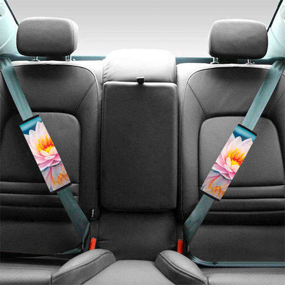 Pink Water Lily Print Car Seat Belt Covers