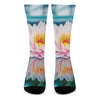 Pink Water Lily Print Crew Socks