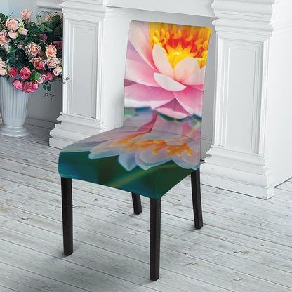 Pink Water Lily Print Dining Chair Slipcover