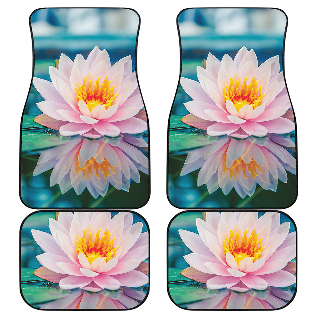 Pink Water Lily Print Front and Back Car Floor Mats