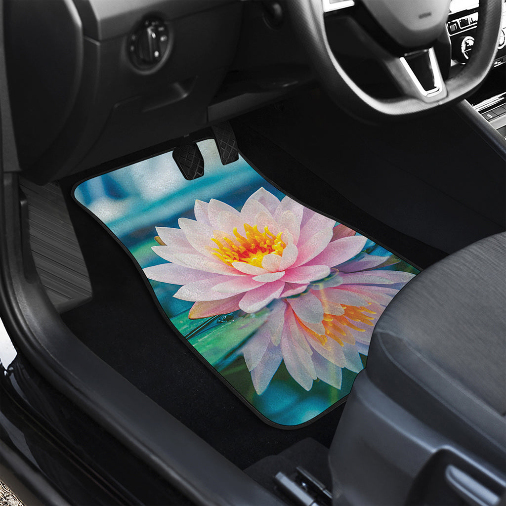 Pink Water Lily Print Front and Back Car Floor Mats