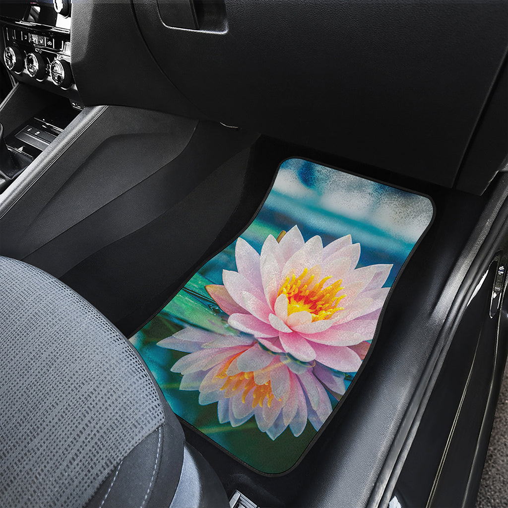 Pink Water Lily Print Front and Back Car Floor Mats