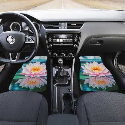 Pink Water Lily Print Front Car Floor Mats