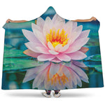 Pink Water Lily Print Hooded Blanket
