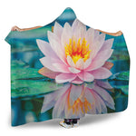 Pink Water Lily Print Hooded Blanket