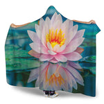 Pink Water Lily Print Hooded Blanket