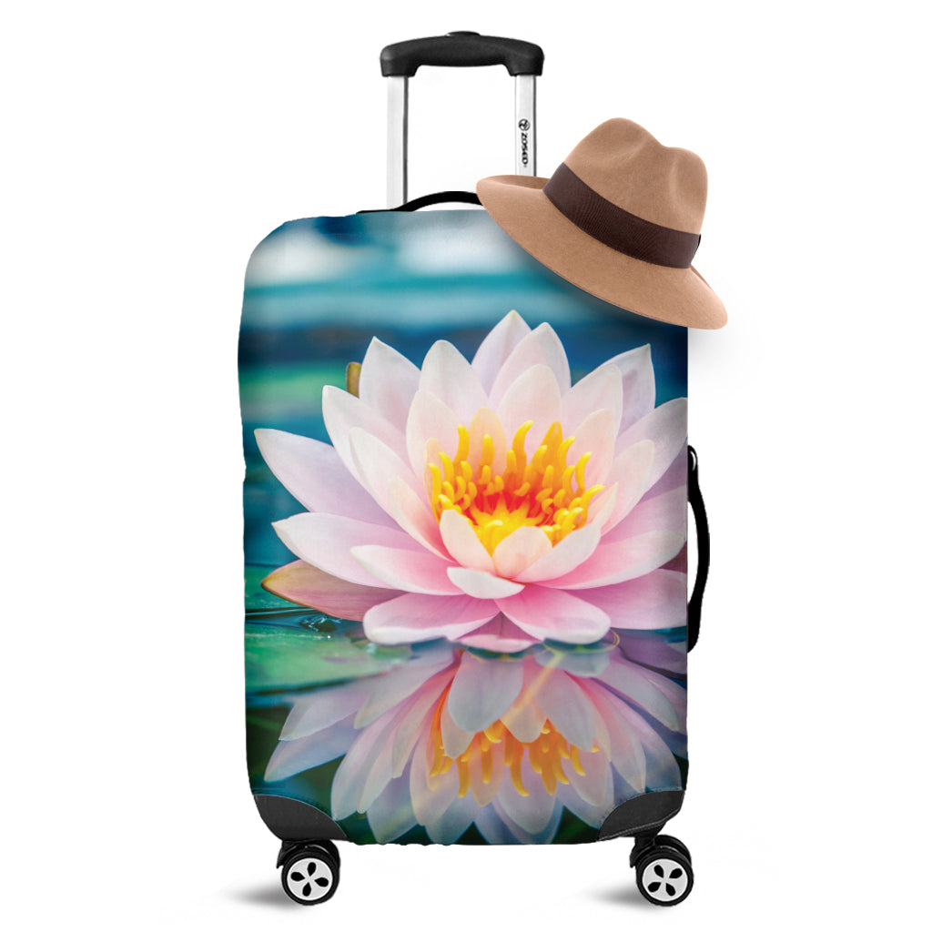 Pink Water Lily Print Luggage Cover