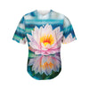 Pink Water Lily Print Men's Baseball Jersey