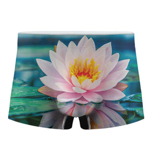 Pink Water Lily Print Men's Boxer Briefs