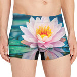 Pink Water Lily Print Men's Boxer Briefs