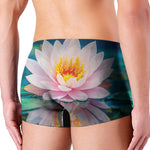 Pink Water Lily Print Men's Boxer Briefs