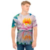 Pink Water Lily Print Men's T-Shirt