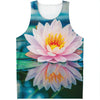 Pink Water Lily Print Men's Tank Top