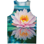 Pink Water Lily Print Men's Tank Top