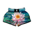 Pink Water Lily Print Muay Thai Boxing Shorts
