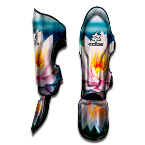 Pink Water Lily Print Muay Thai Shin Guard