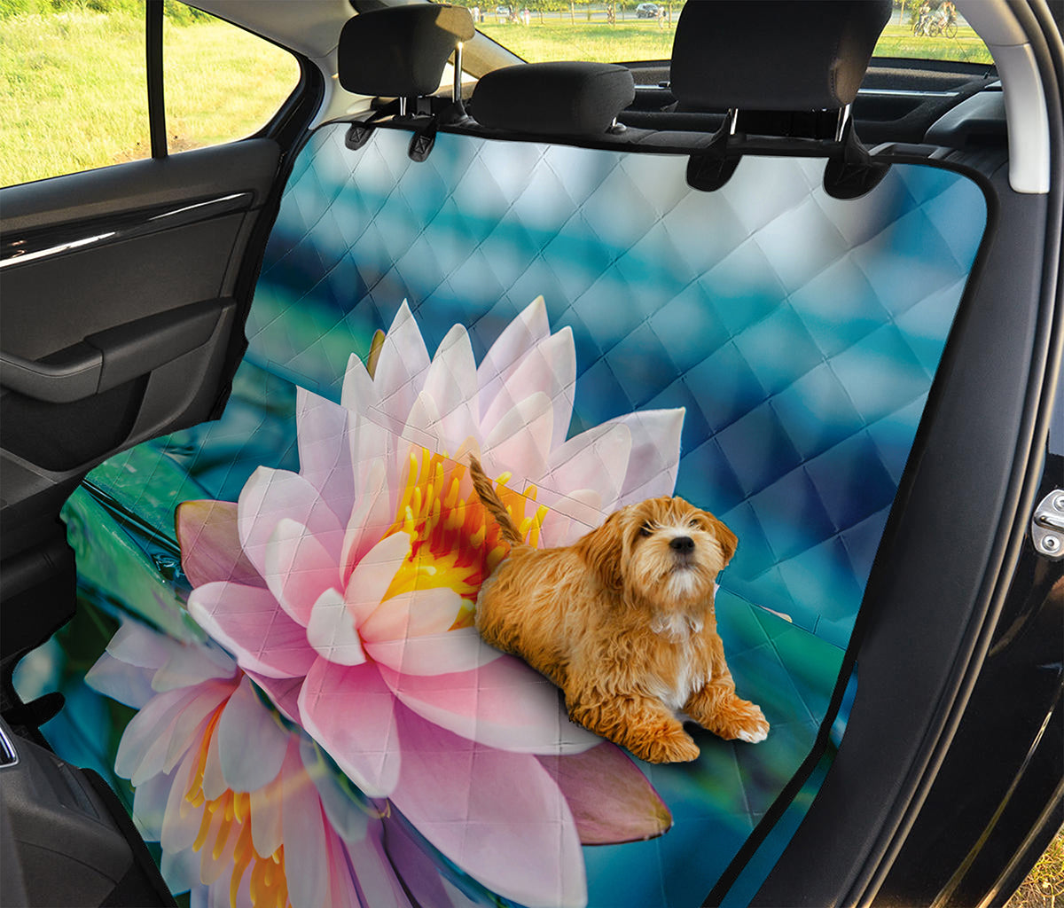 Pink Water Lily Print Pet Car Back Seat Cover