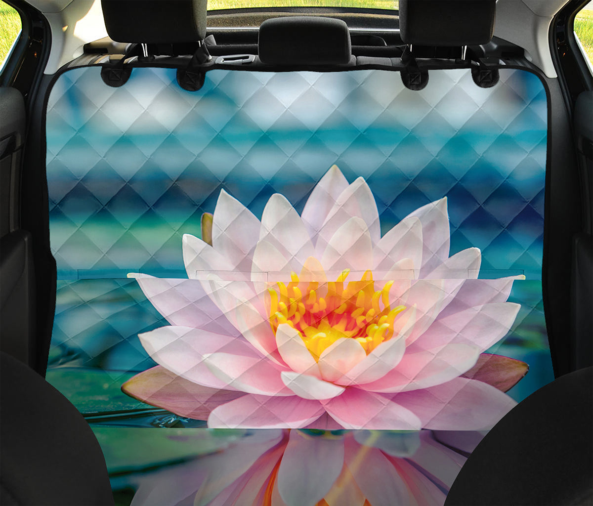 Pink Water Lily Print Pet Car Back Seat Cover