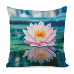 Pink Water Lily Print Pillow Cover