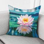 Pink Water Lily Print Pillow Cover