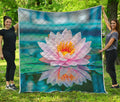 Pink Water Lily Print Quilt