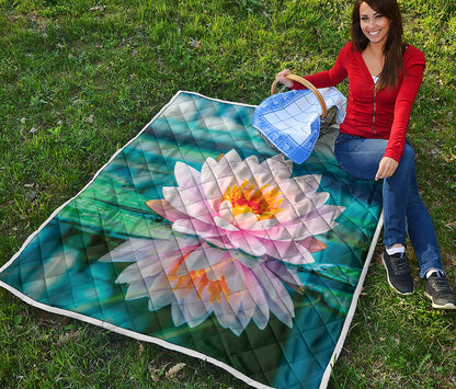 Pink Water Lily Print Quilt