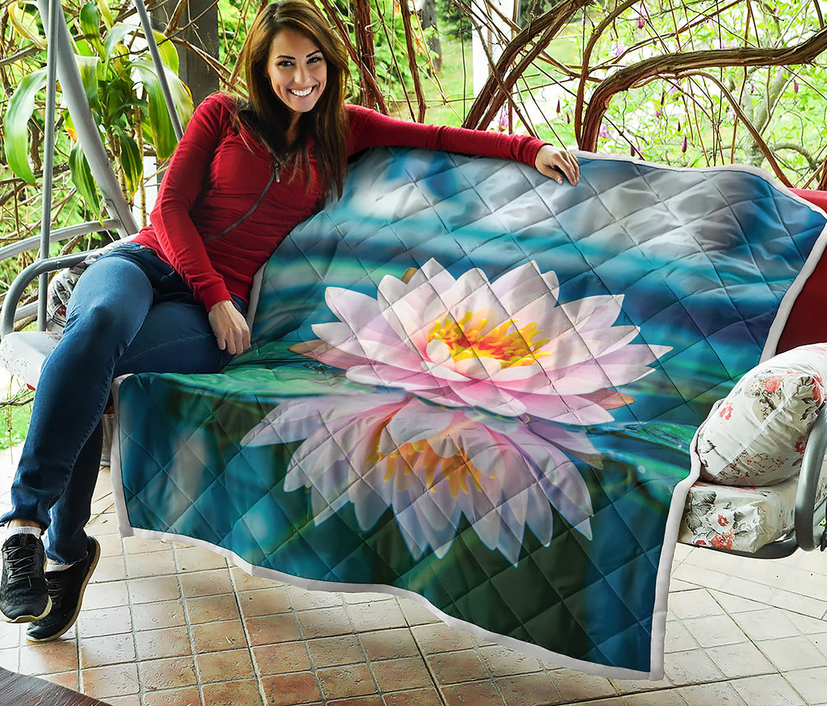 Pink Water Lily Print Quilt