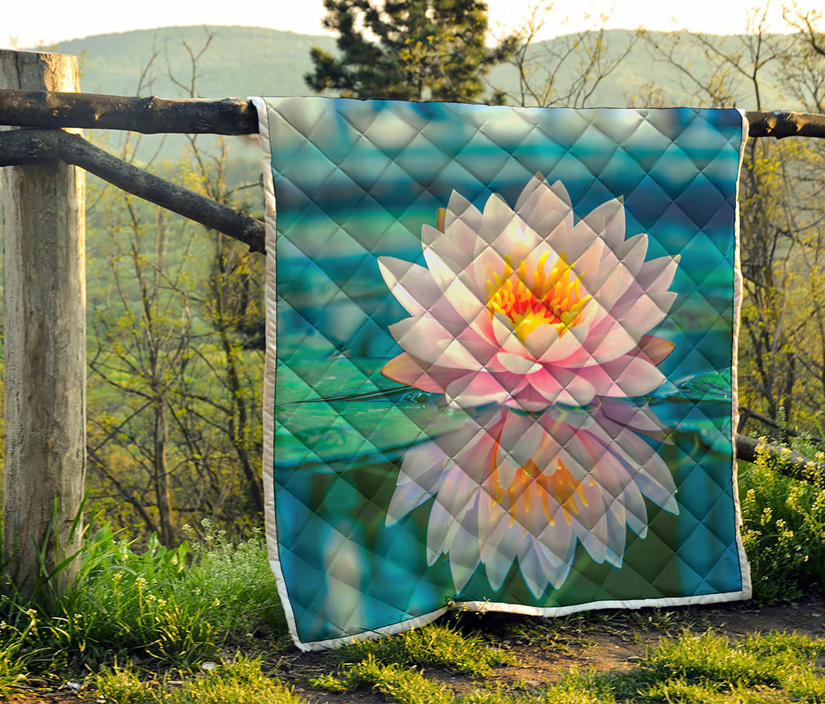 Pink Water Lily Print Quilt