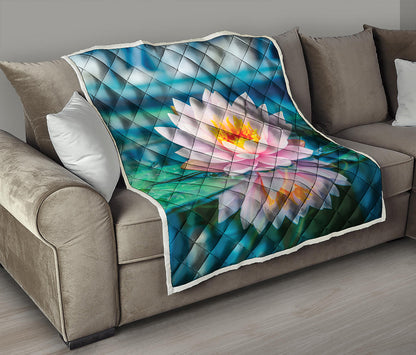 Pink Water Lily Print Quilt