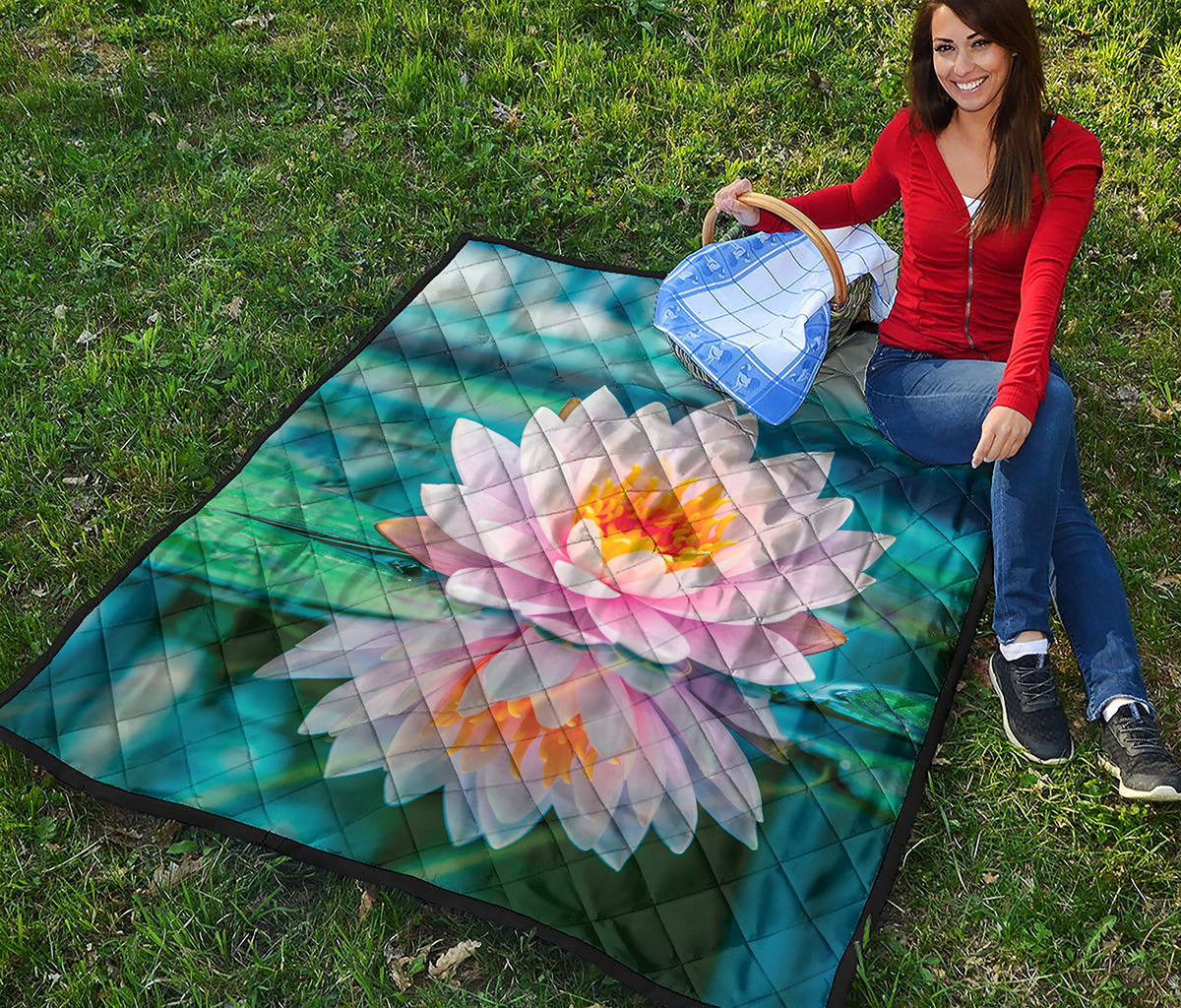 Pink Water Lily Print Quilt